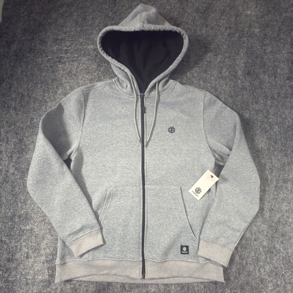 Element Hoodie Mens Medium Gray Heather Full Zip Embroidered Logo Sweatshirt NWT